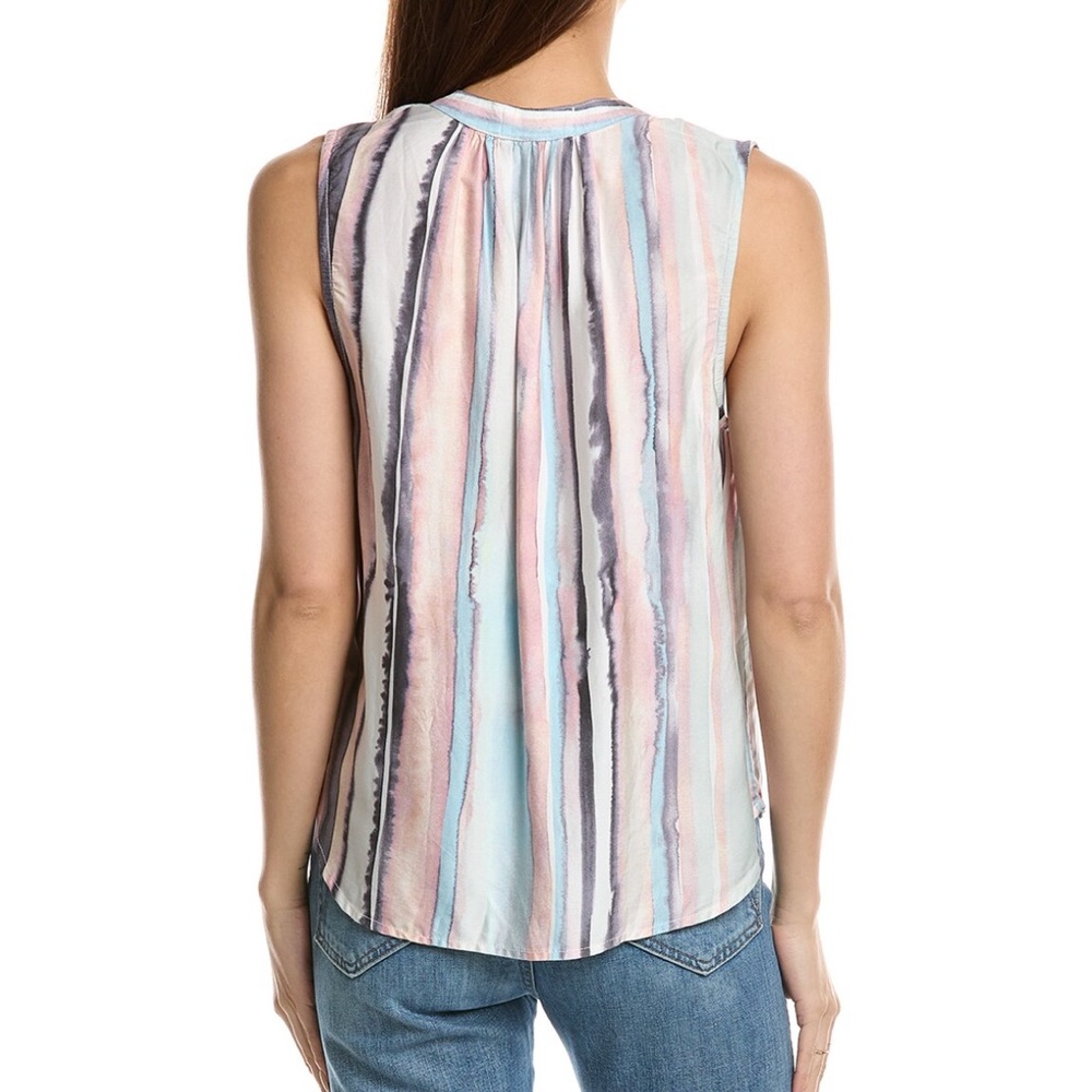 Bella Dahl Striped Button Front Blouse Sleeveless Tank Watercolor Pastel M NEW - Picture 7 of 13